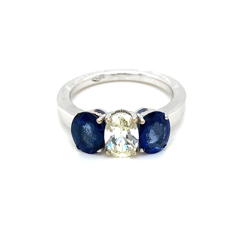 Estate Diamond Sapphire Gold Ring