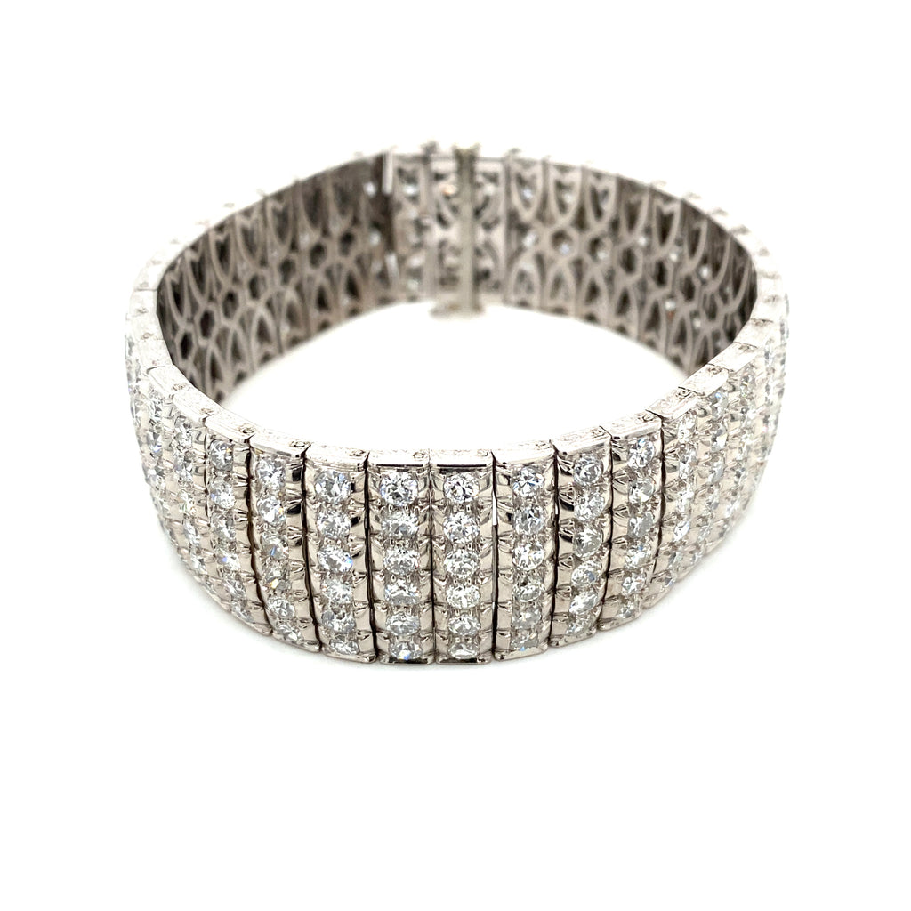 Bulgari Art Deco 30 Carat Diamond Engraved Platinum Tennis