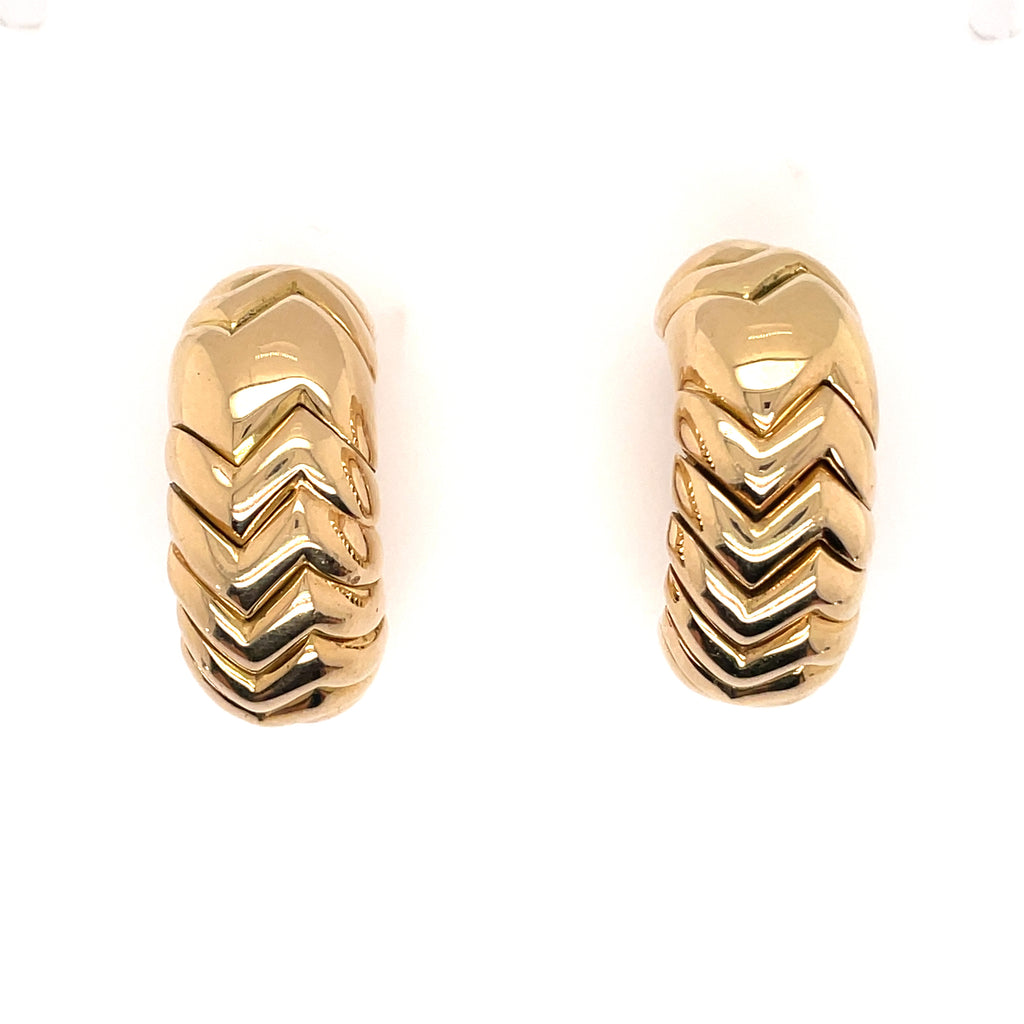Bulgari Spiga Gold Vintage Earrings De Maria Jewelry