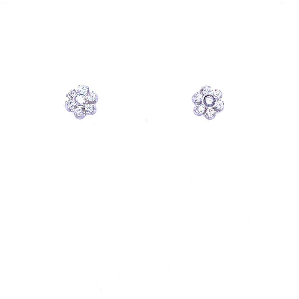 Vintage Diamond Gold Cluster Stud Earrings