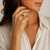 Italian Cabochon Emerald and Diamond Ring in 18K Yellow Gold trombino