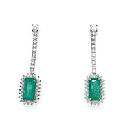 70s Colombian Emerald, Diamond Gold Earrings