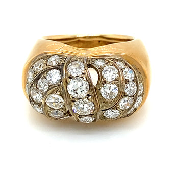 Art Deco Diamonds 18 kt Gold and Silver Ring