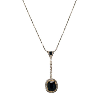 Edwardian Sapphire Diamond Gold Necklace Pendant