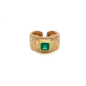 Mario Buccellati Colombian Emerald Gold Band Ring
