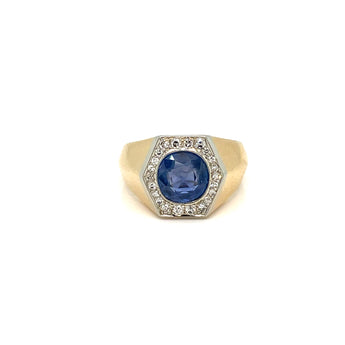 Art Deco Certified 2.50 Carat Sapphire Diamond Platinum Gold Ring