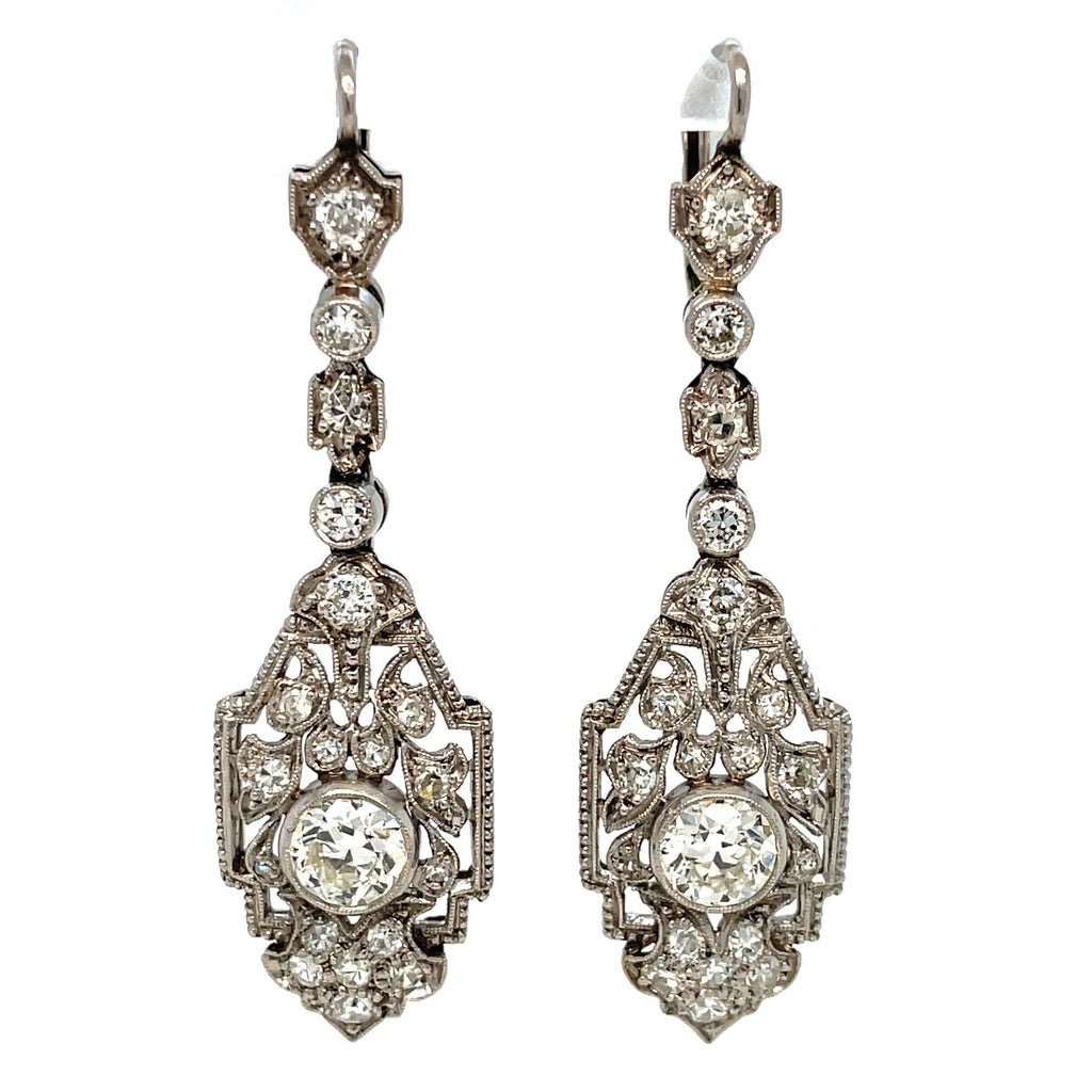 Belle Epoque, Diamond Gold Drop Earrings