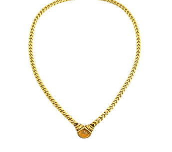 Bulgari 1980s Citrine and Sapphire Curb Link Necklace