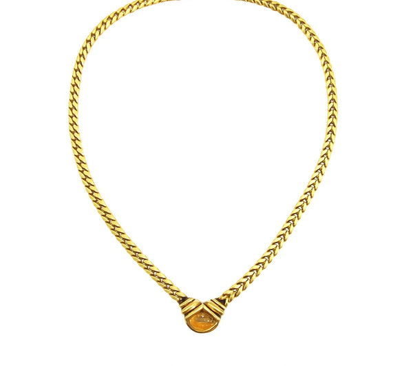 Bulgari 1980s Citrine and Sapphire Curb Link Necklace