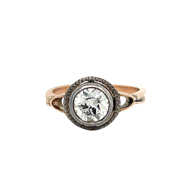 Belle Epoque Diamond Gold and Silver Engagement Ring