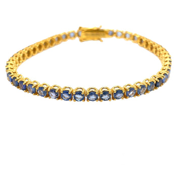 TWC 8 Carat Natural Blu Sapphire Gold Tennis Bracelet