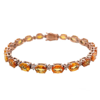 CTW 16 Natural Padparadsha Diamond Rose Gold Link Bracelet