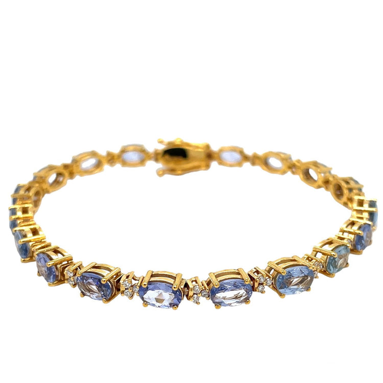 CTW 14 Light Blue Sapphire Diamond Rose Gold Link Bracelet