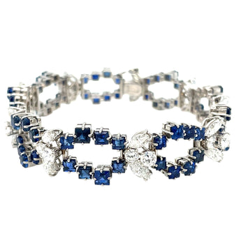 Retro Sapphire Diamond Link Bracelet