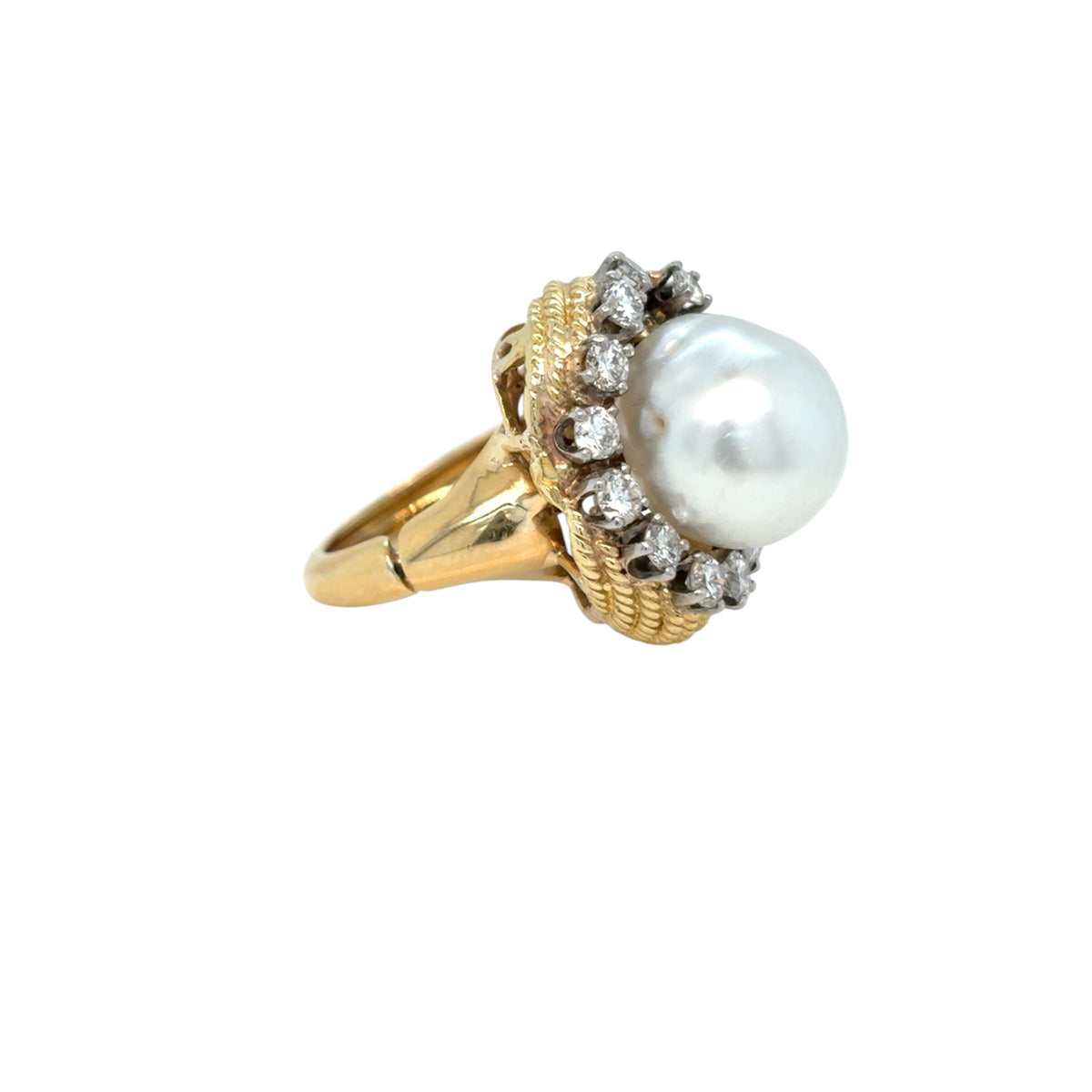 David Webb Yellow Gold South Sea Pearl  Diamond Turban Ring