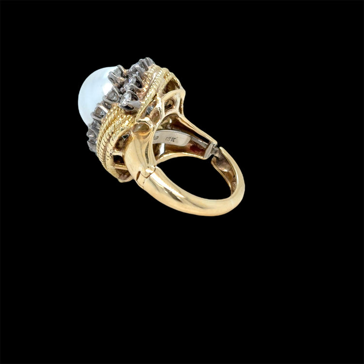 David Webb Yellow Gold South Sea Pearl  Diamond Turban Ring