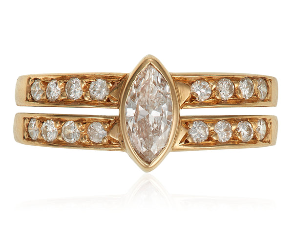 Cartier Marquise Diamond Gold Band Ring