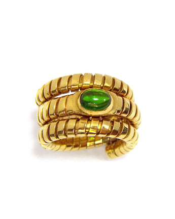 Bulgari Tubogas Serpenti Emerald 18k Yellow Gold 3-Row Ring
