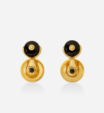 Marina B Cardan Gold Drop Earrings Russian Quartz & Onyx