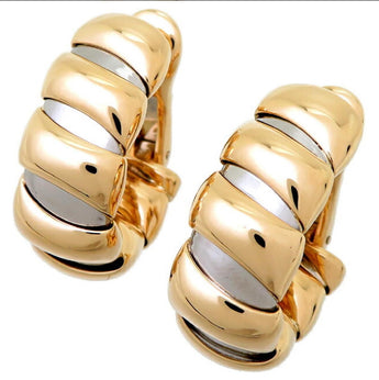Bulgari Tubogas Gold Stainless Steel Hoop Earrings