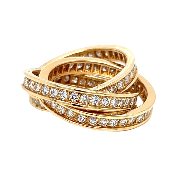 Cartier 3 Carat Diamond Trinity Rolling Ring in 18k Yellow Gold