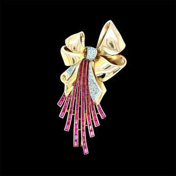 Art Deco Rose Gold Bow Brooch