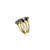 Belle Epoque three - row ruby, sapphire and diamond gold ring