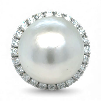 South Sea Pearl Diamond Retro Gold Ring