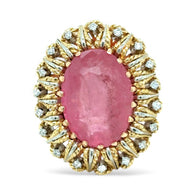 Vintage 12 Carat Natural Rubelite Diamond Cocktail Ring