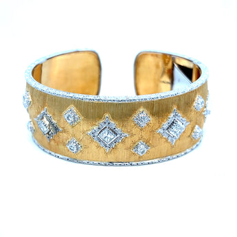 Mario Buccellati Macri Yellow & White Gold Bangle with Diamonds