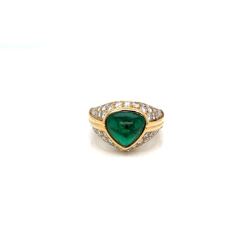 Bvlgari Cabochon Emerald and Diamond “Trombino” Ring, Rome, 1970s