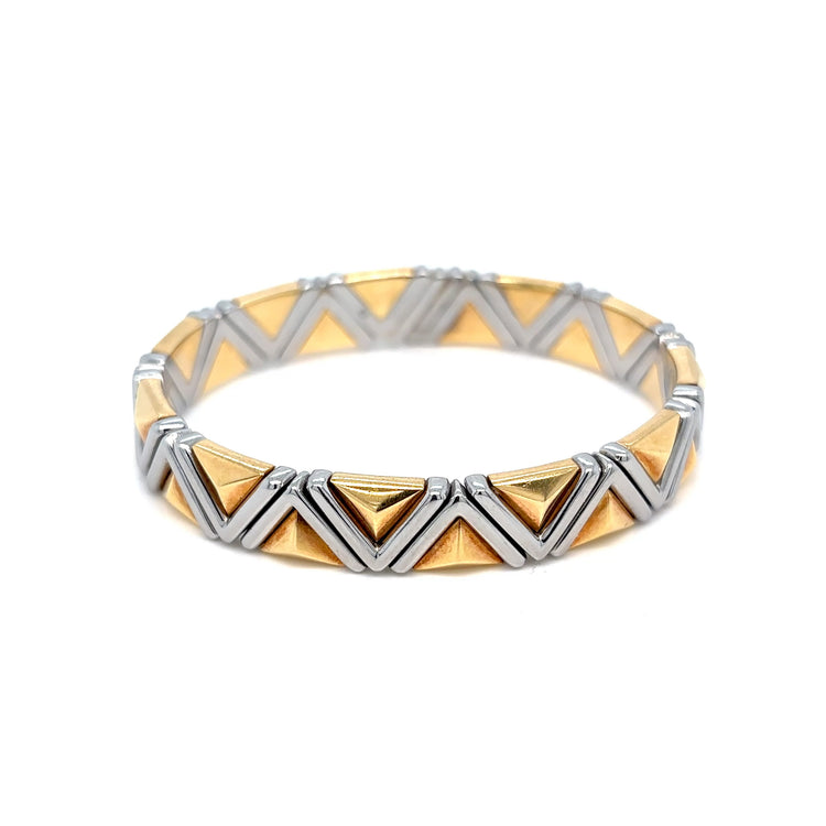 Bvlgari “Piramide” Gold and Steel Cuff Bangle, 1980s