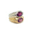 Bulgari 1980s Double Band Ring two color Gold with Rubellite and Tourmaline