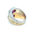 Bulgari 1980s Double Band Ring two color Gold with Rubellite and Tourmaline