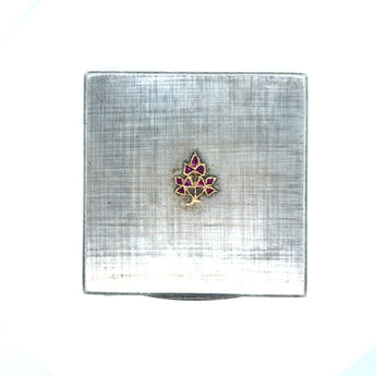 Mario Buccellati Silver and Gold Compact with Rubies, Italy, 1940s