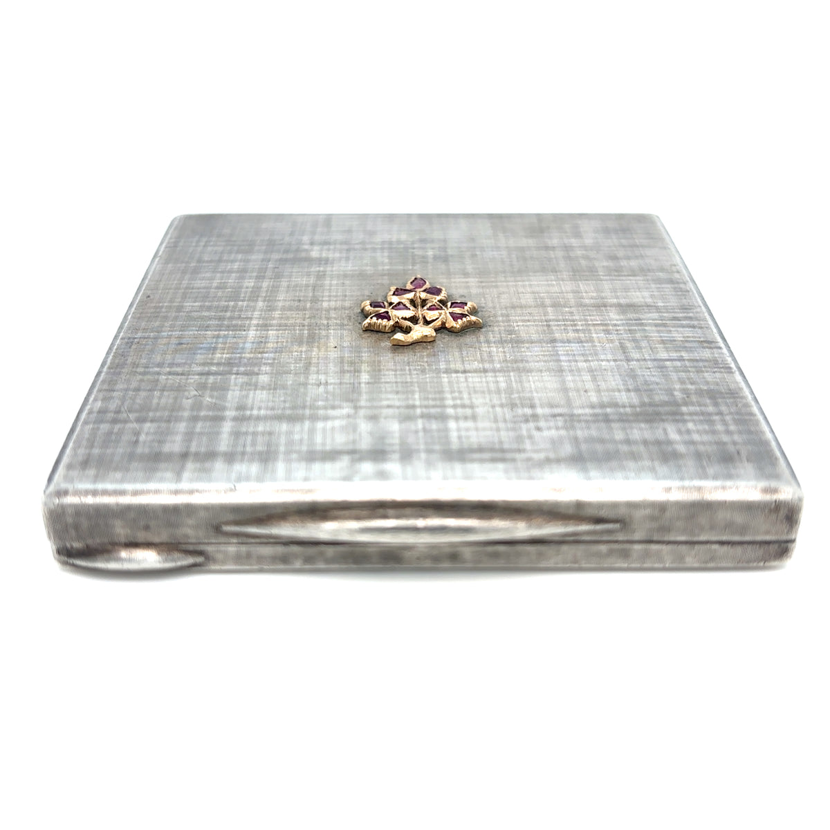 Mario Buccellati Silver and Gold Compact with Rubies, Italy, 1940s