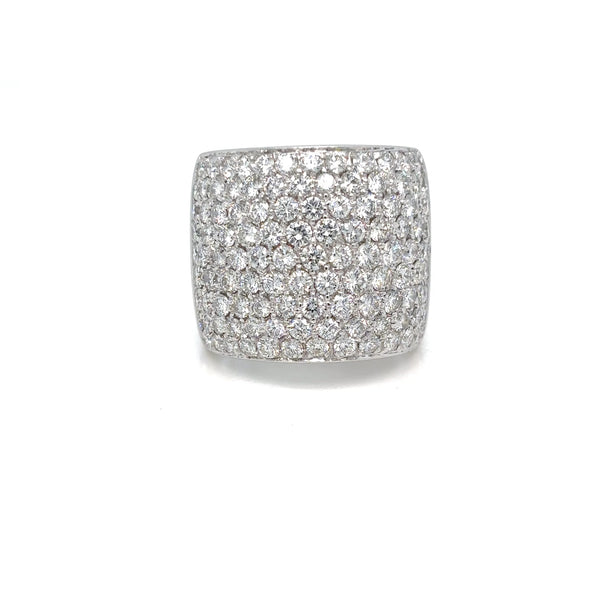 Italian 1990s Diamond Pavé Ring in 18K White Gold, 5 Carats