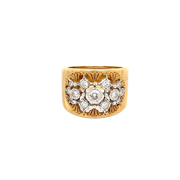 Vintage Mario Buccellati Diamond Gold Ring, circa 1970s