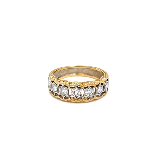 Mario Buccellati Diamond Yellow and White Gold Rombi Eternelle Band, circa 1960