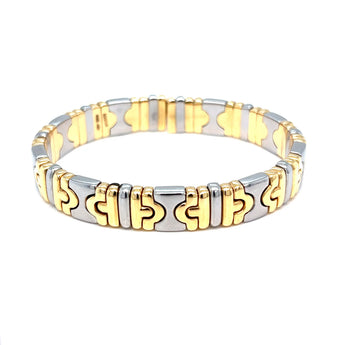 Bulgari Parentesi 18K Yellow Gold and Stainless Steel Open Bangle Bracelet, 1980