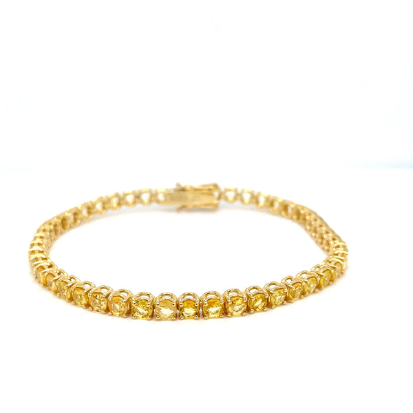 10 Carat Natural Yellow Sapphire Gold Tennis Bracelet