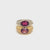 Bulgari 1980s Double Band Ring two color Gold with Rubellite and Tourmaline