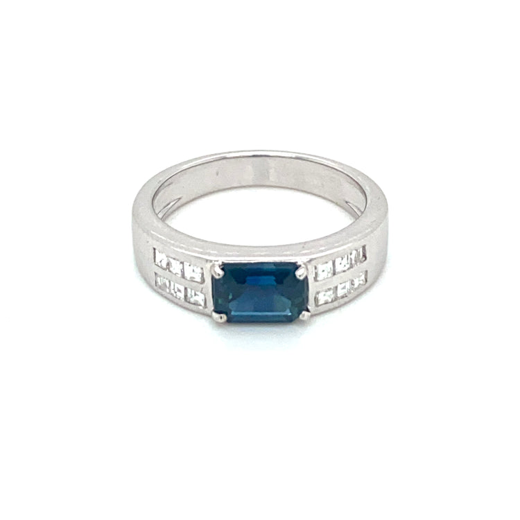 Estate Sapphire Diamond Gold Band Ring
