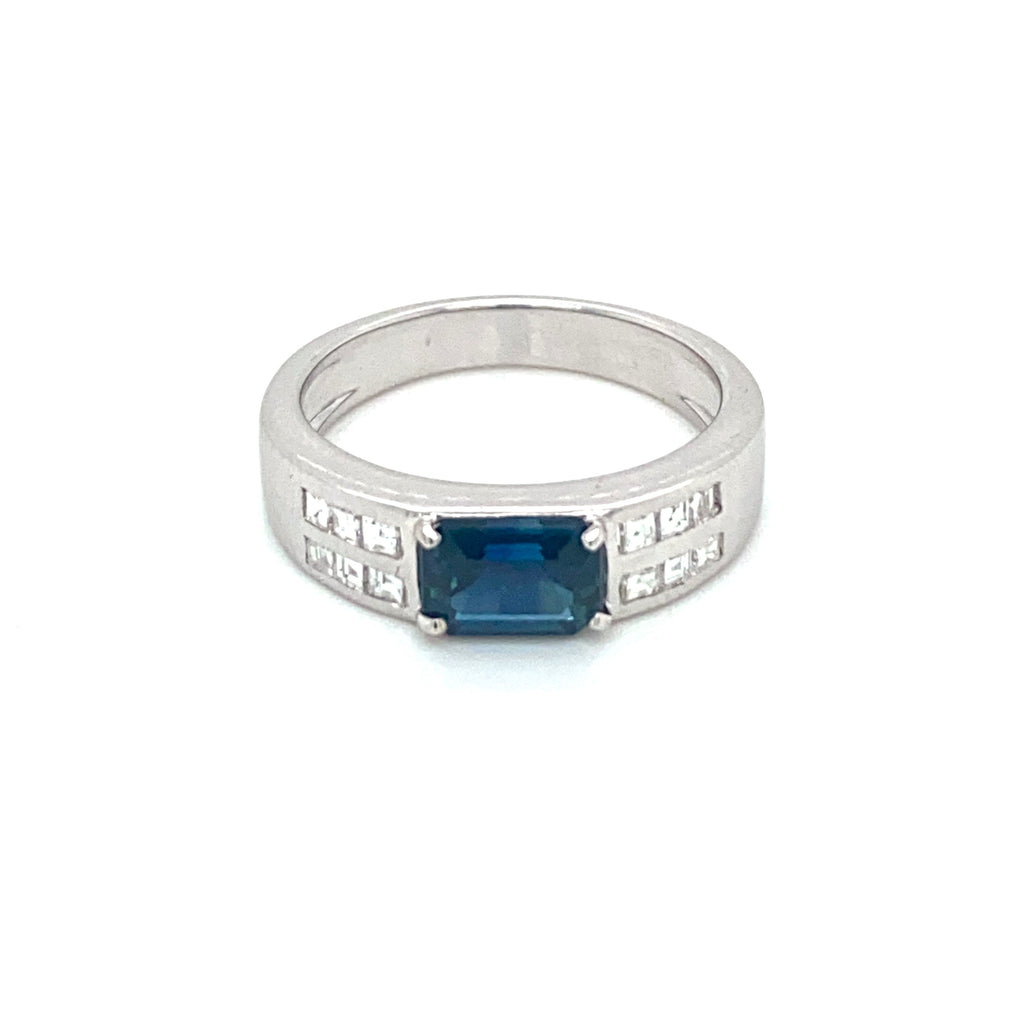 Estate Sapphire Diamond Gold Band Ring