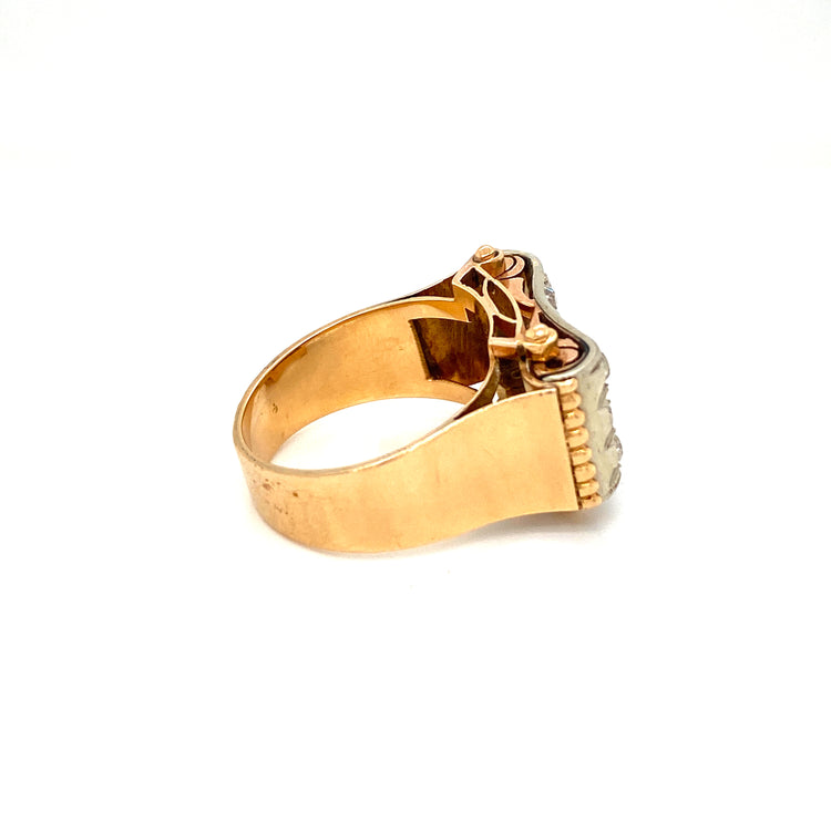 Retro 3,30 Carat Diamond Gold Cocktail Ring