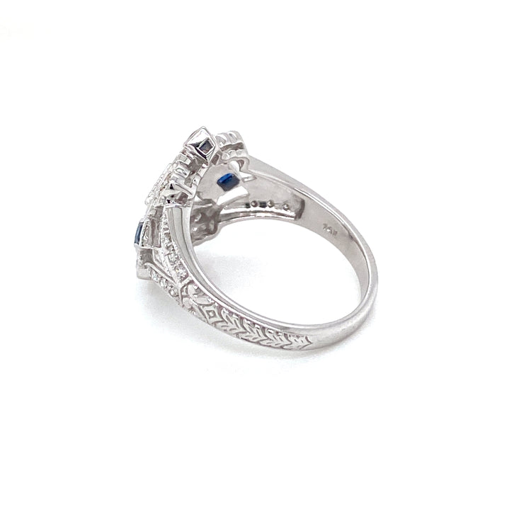 Art Deco Diamond Sapphire Cocktail Ring