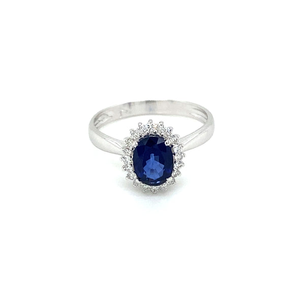 Estate Italian Sapphire Diamond Engagement Ring