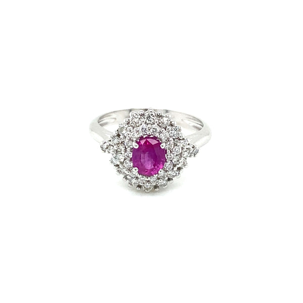 Estate Italian Ruby Diamond Engagement Ring