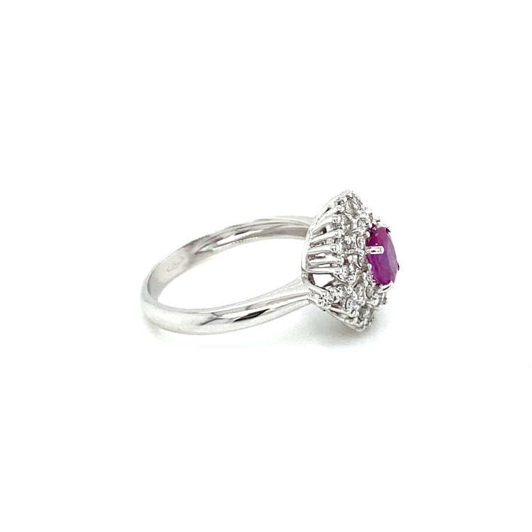 Estate Italian Ruby Diamond Engagement Ring
