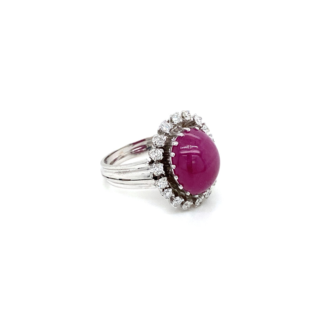 3.40 carat natural ruby diamond engagement ring, Halo ruby diamond rin… –  Lilo Diamonds